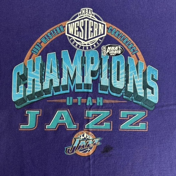 Vintage Utah Jazz Shirt Mens XL NBA Basketball Champions Western Finals 90s - Picture 8 of 8
